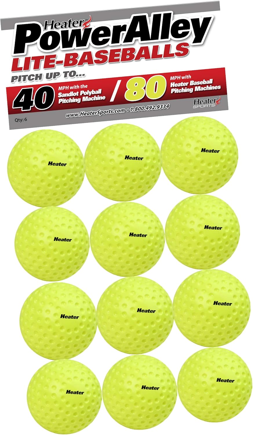 Heater Soft Green Foam Balls - Accurate & Durable | Batting & Fielding Practice - 1 Doz