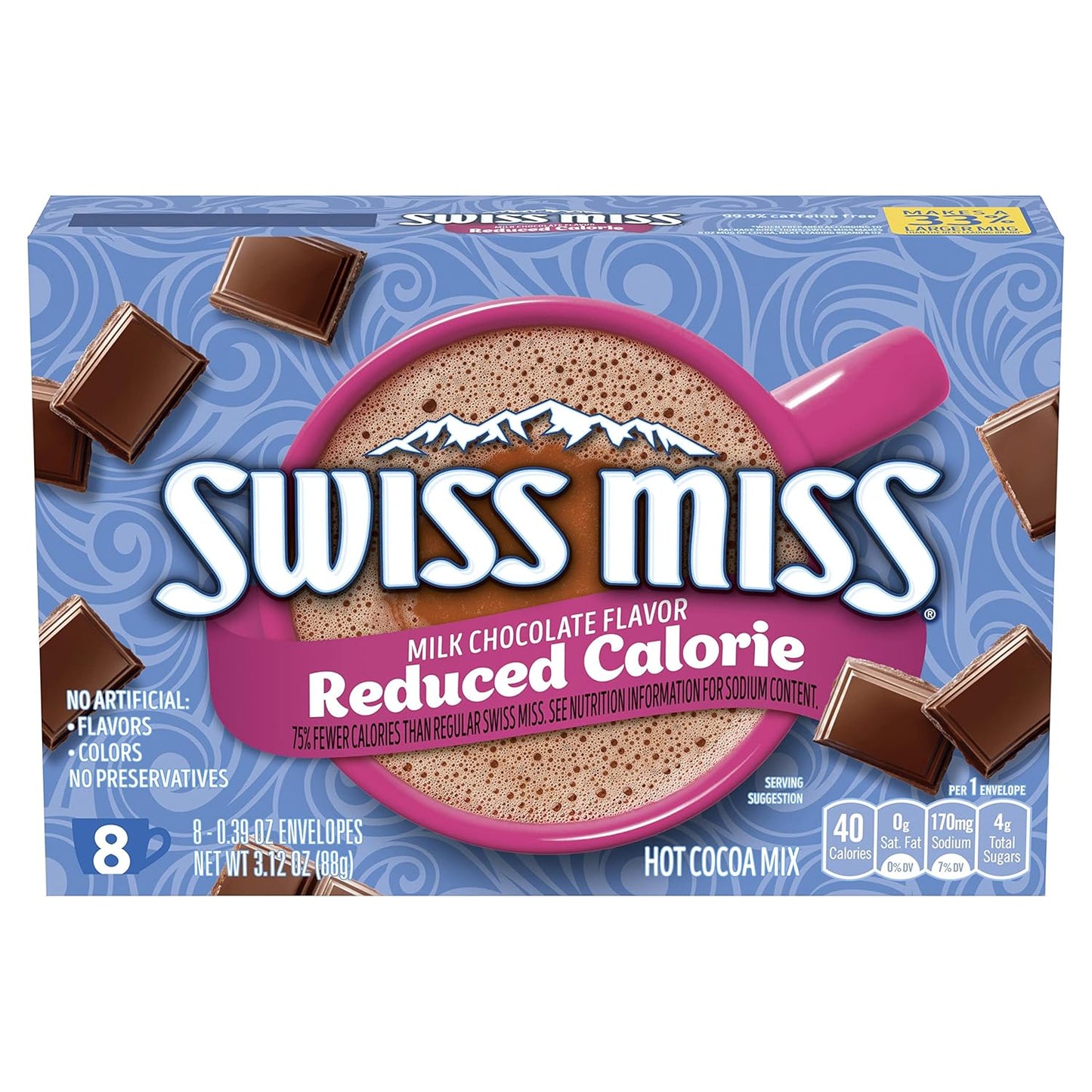 Swiss Miss Reduced Calorie Hot Cocoa Mix - 12 Boxes of 8 Count