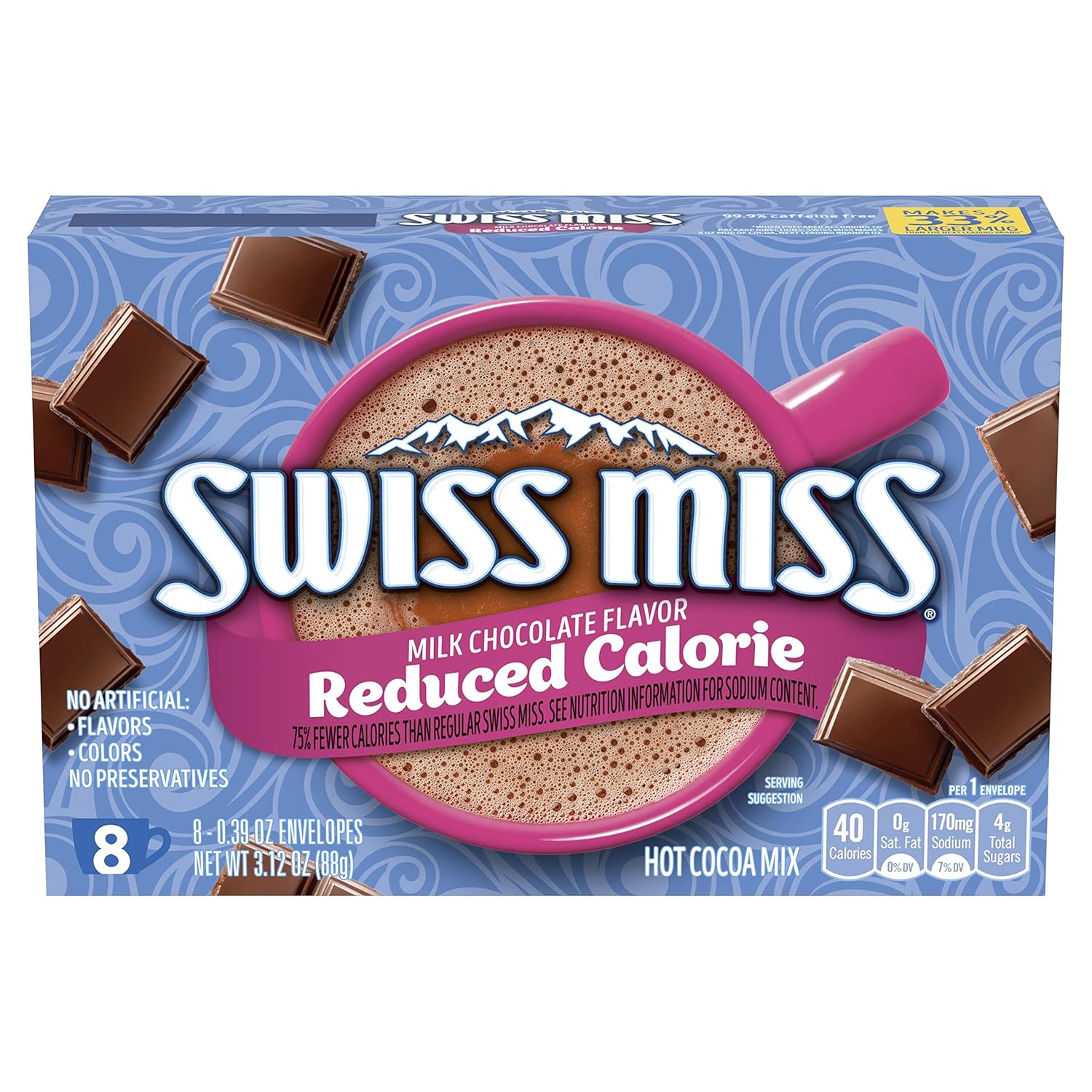 Swiss Miss Reduced Calorie Hot Cocoa Mix - 12 Boxes of 8 Count