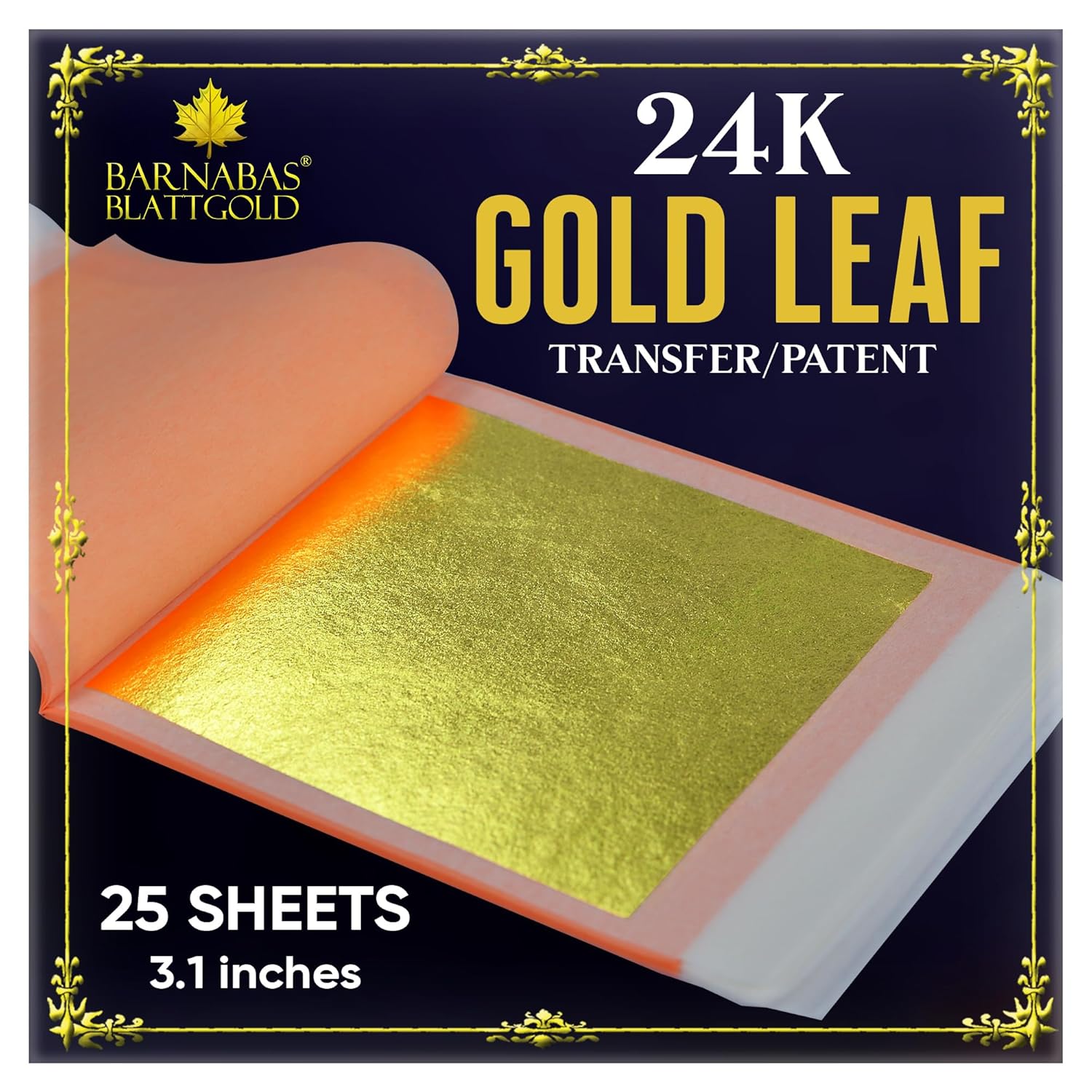 24K Gold Leaf Sheets for Crafts - Barnabas Blattgold Quality