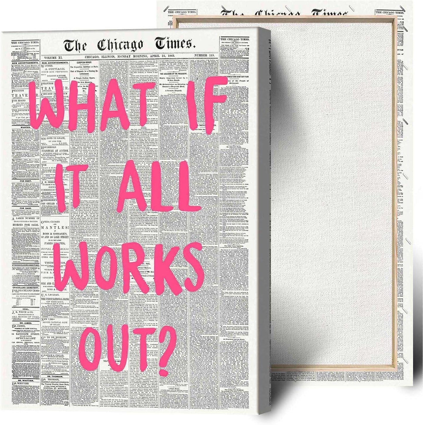 What If It All Works Out Poster Retro Newspaper Canvas Art