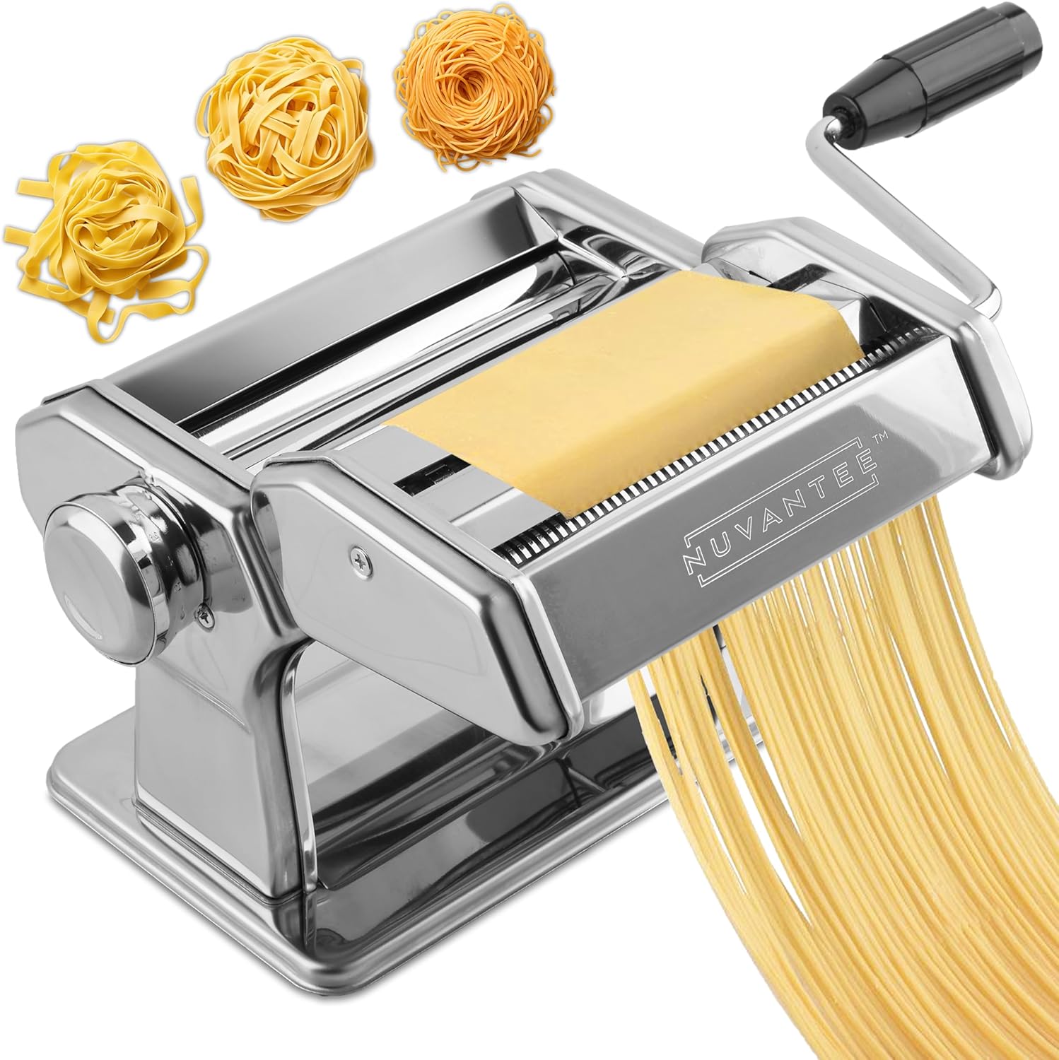 Nuvantee Pasta Maker: Adjustable Thickness, Aluminum Rollers