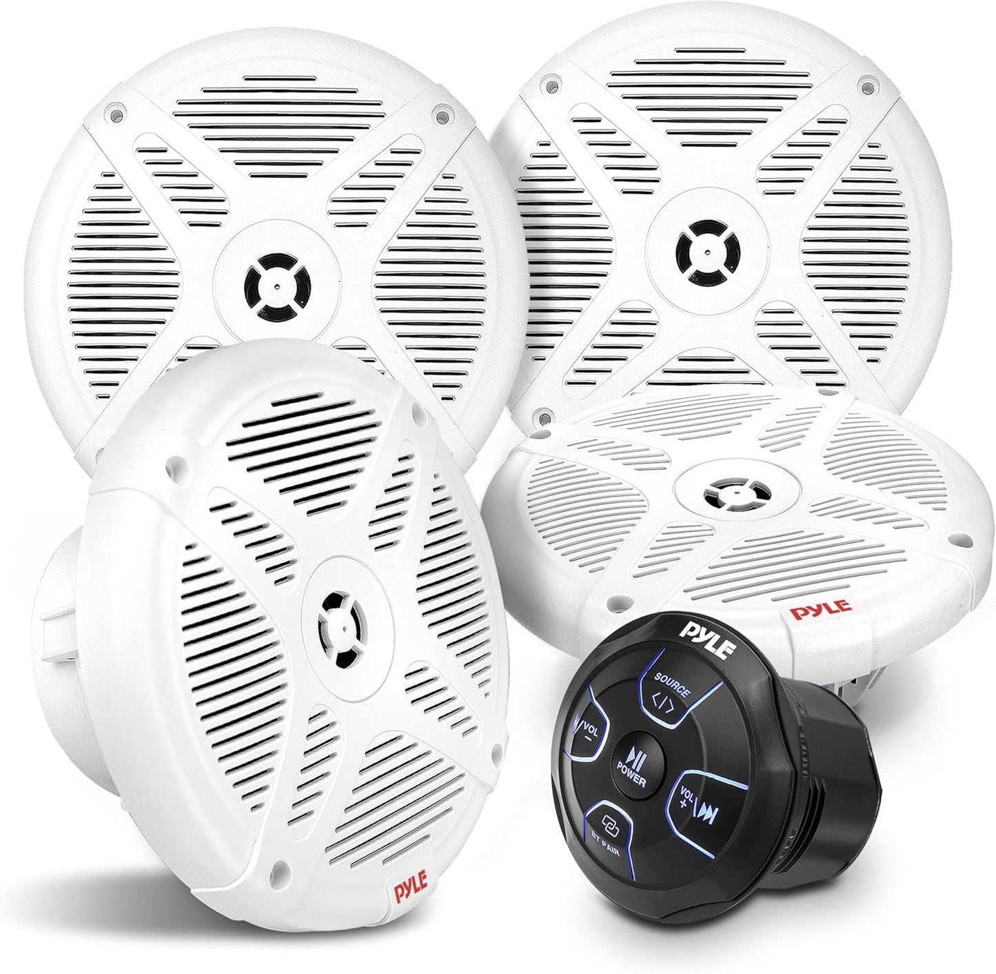 Pyle 6.5'' Off-Road Marine Speakers - Wireless BT Remote, Compact Dual ATV UTV Sound