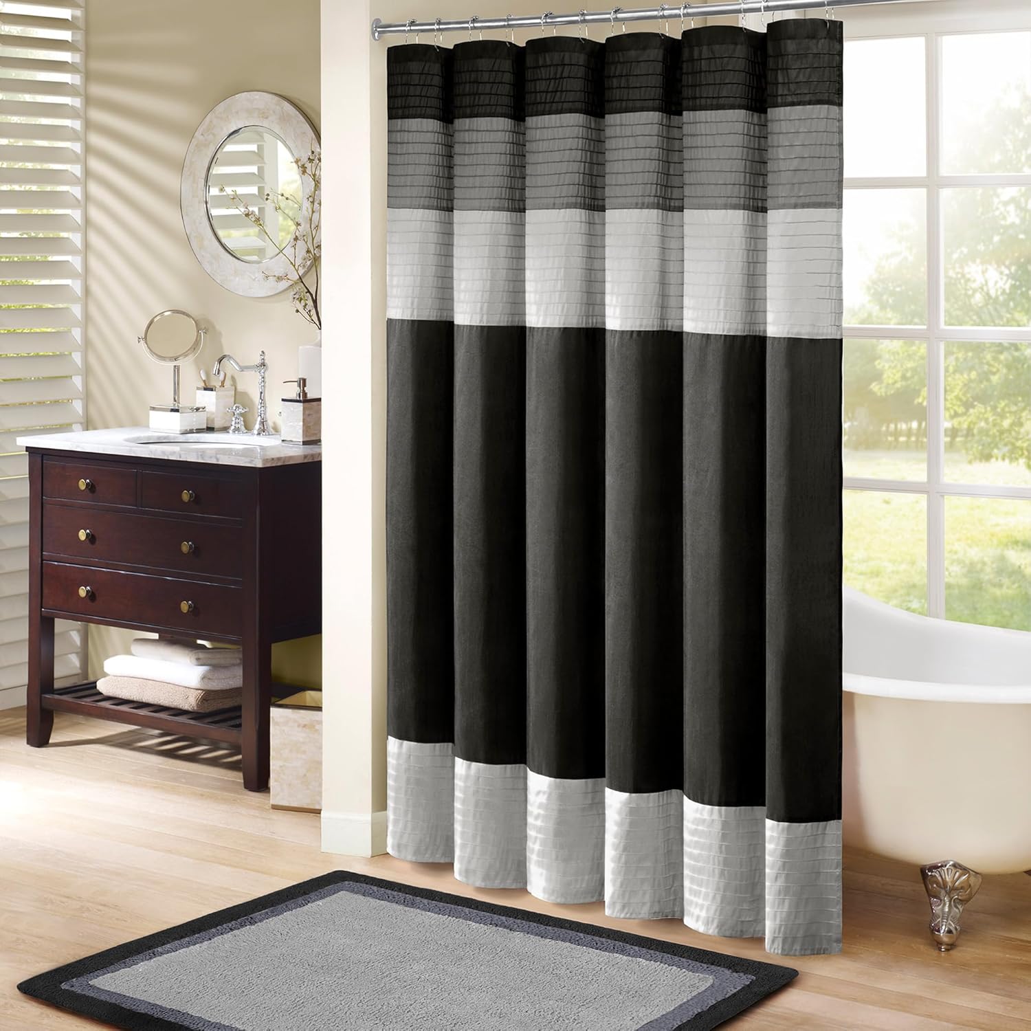 Madison Park Amherst Faux Silk Shower Curtain for Modern Bathrooms