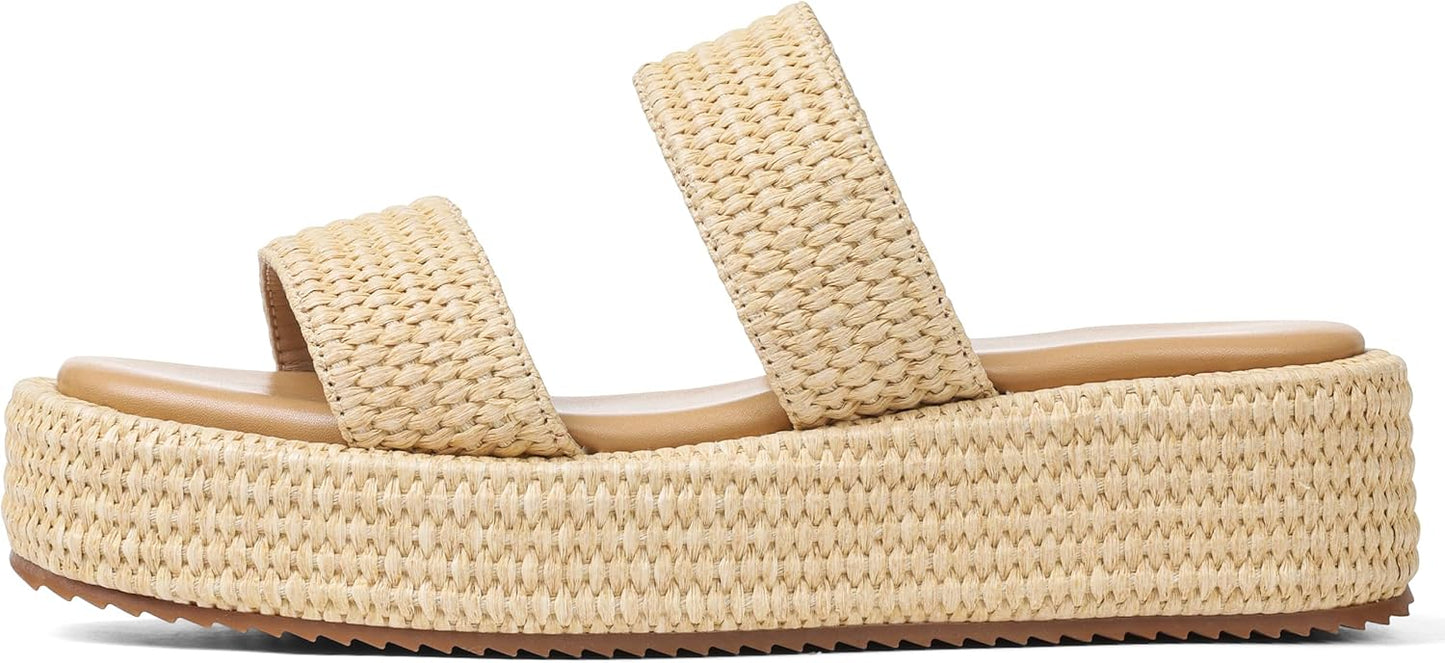 Platform Slip on Espadrille Sandals for Women Wedges Slides