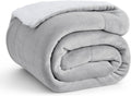 Twin Size Sherpa Fleece Throw Blanket Light Grey - Thick Warm Twin