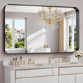FORBATH 60x36 in Large Bathroom Mirror for Double Sinks - Brushed