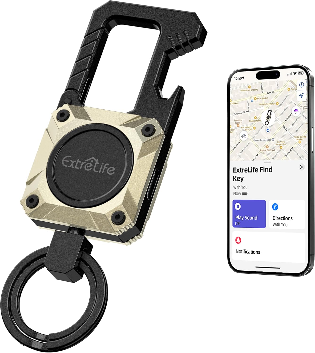 Keychain with Apple Find My Compatibility and Bottle Opener