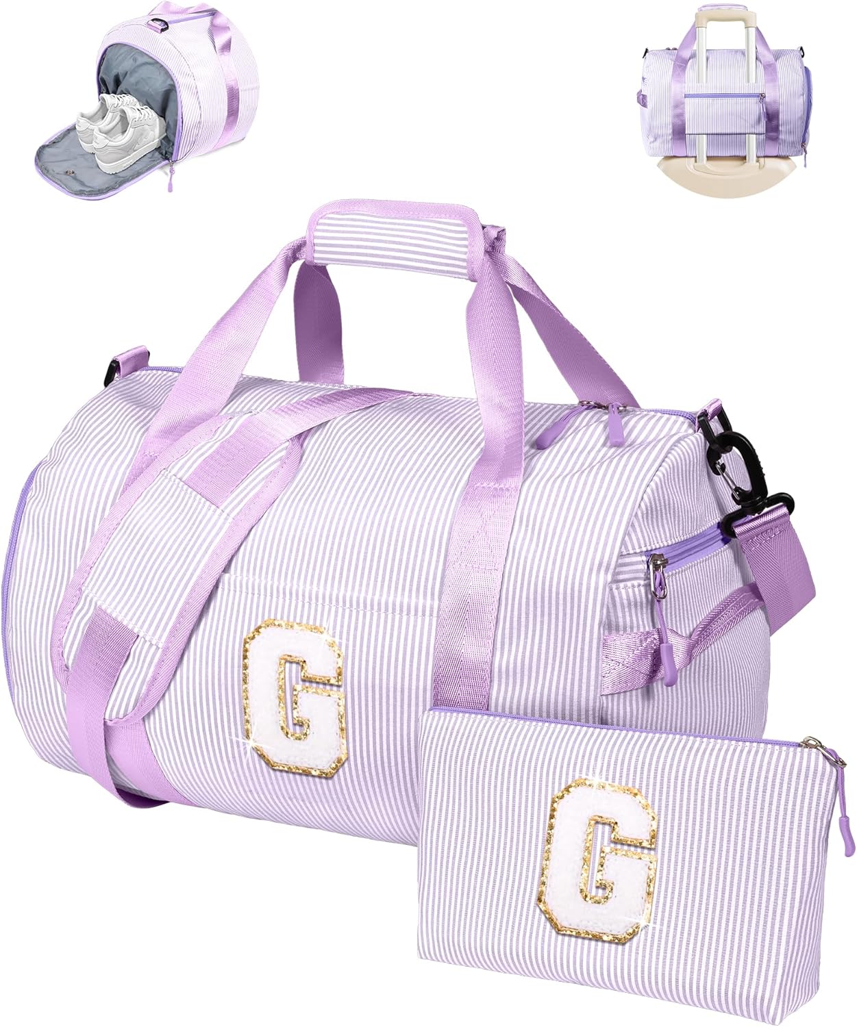 Personalized Overnight Duffel Bag with Shoe Compartment for Girls