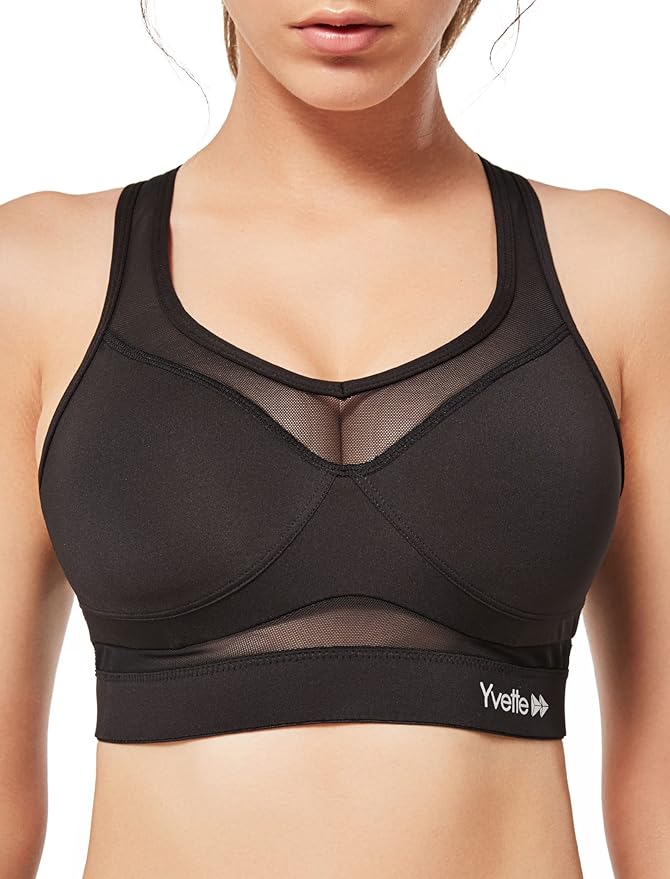 Yvette Sports Bra for Women - High Impact Padded Workout Bras