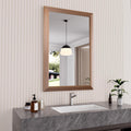Amorho 24x36 in Bathroom Mirror Walnut Wood Grain Frame - Clear