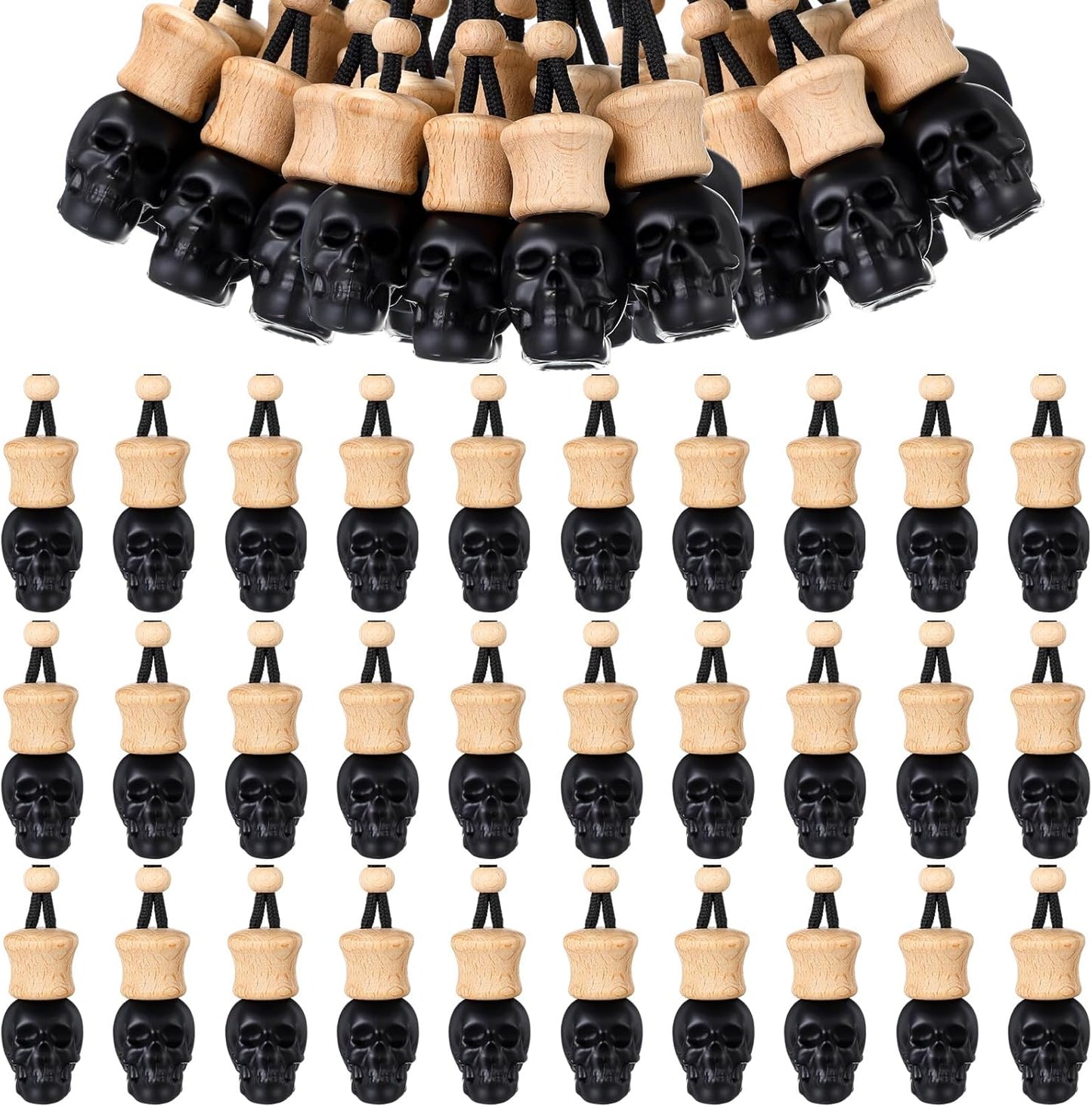 BBTO 50 Pcs Hanging Car Air Freshener Skull Diffuser Bottles