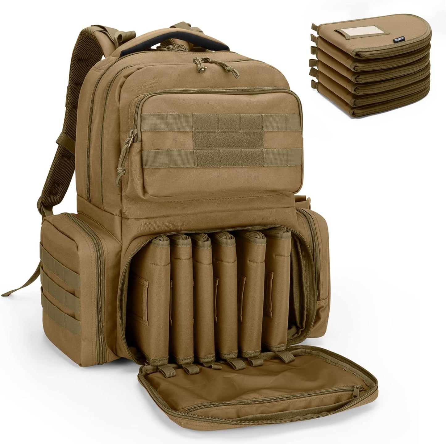 DSLEAF Tactical Pistol Backpack with 6 Cases for Shooting