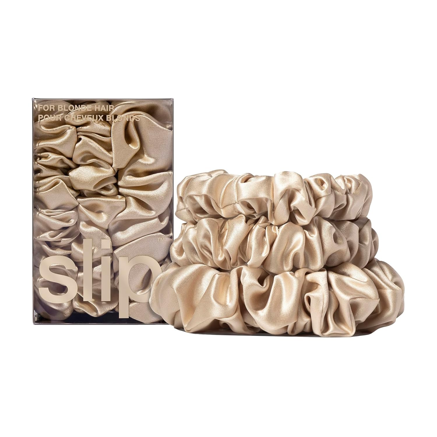Slip Back to Basics Blonde Midi & Large Silk Scrunchie Set