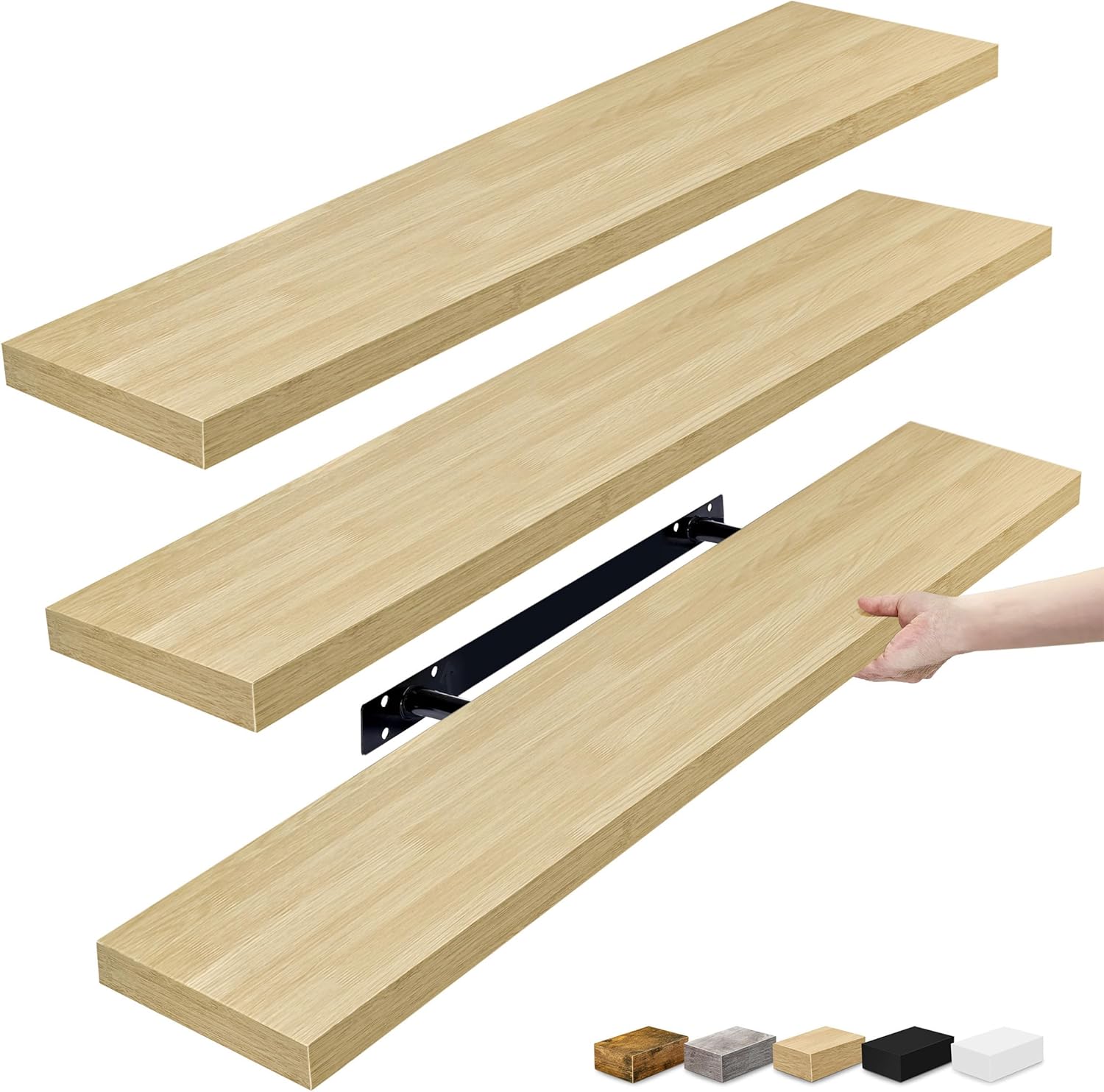 Floating Shelves for Wall - 35 Inch Maple Wood Storage Solution