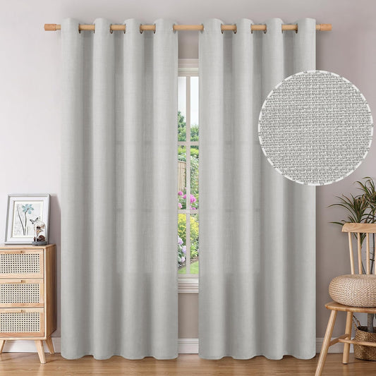BGment Faux Linen Curtains 90 Inches Long for Elegant Living Rooms
