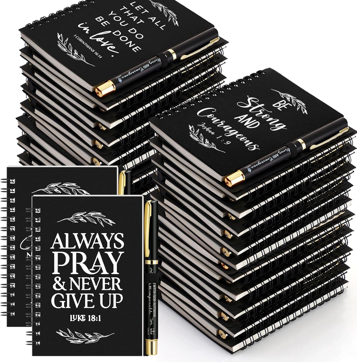 Kosiz 100 Pcs Christian Gifts Bulk with Notebooks and Pens