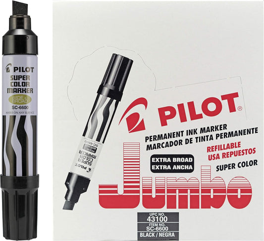 PILOT Super Color Jumbo Refillable Permanent Markers, 12-Pack