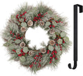 26 Frosted Christmas Wreath with Hanger Lights - Timeless Winter Door
