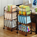 Rolling Book Cart with Removable Dividers for Home and Office