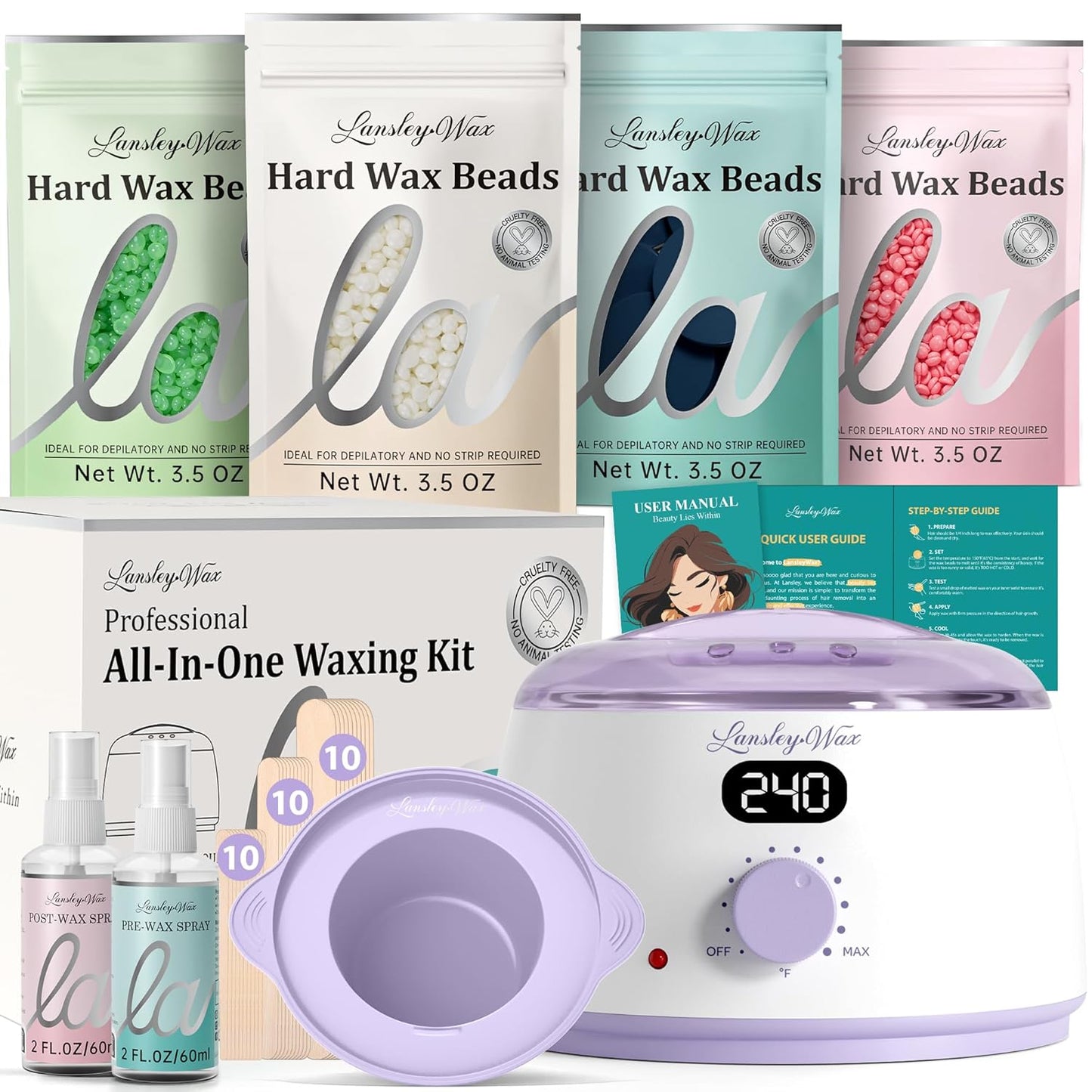 LANSLEYWAX Digital Waxing Kit for Women and Men - Perfect Hair Removal