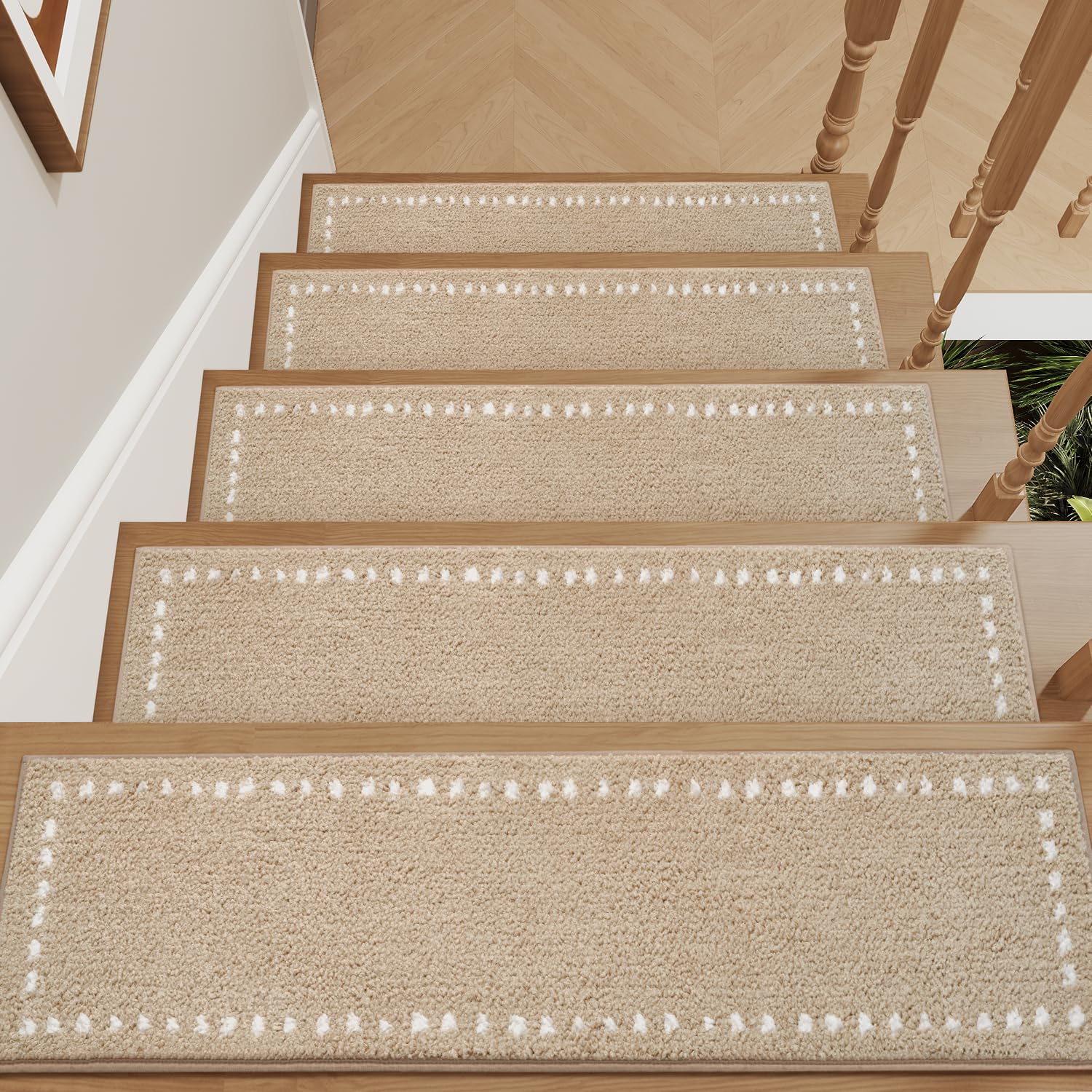 Tchdio Non Slip Indoor Stair Treads for Wooden Steps 15PC