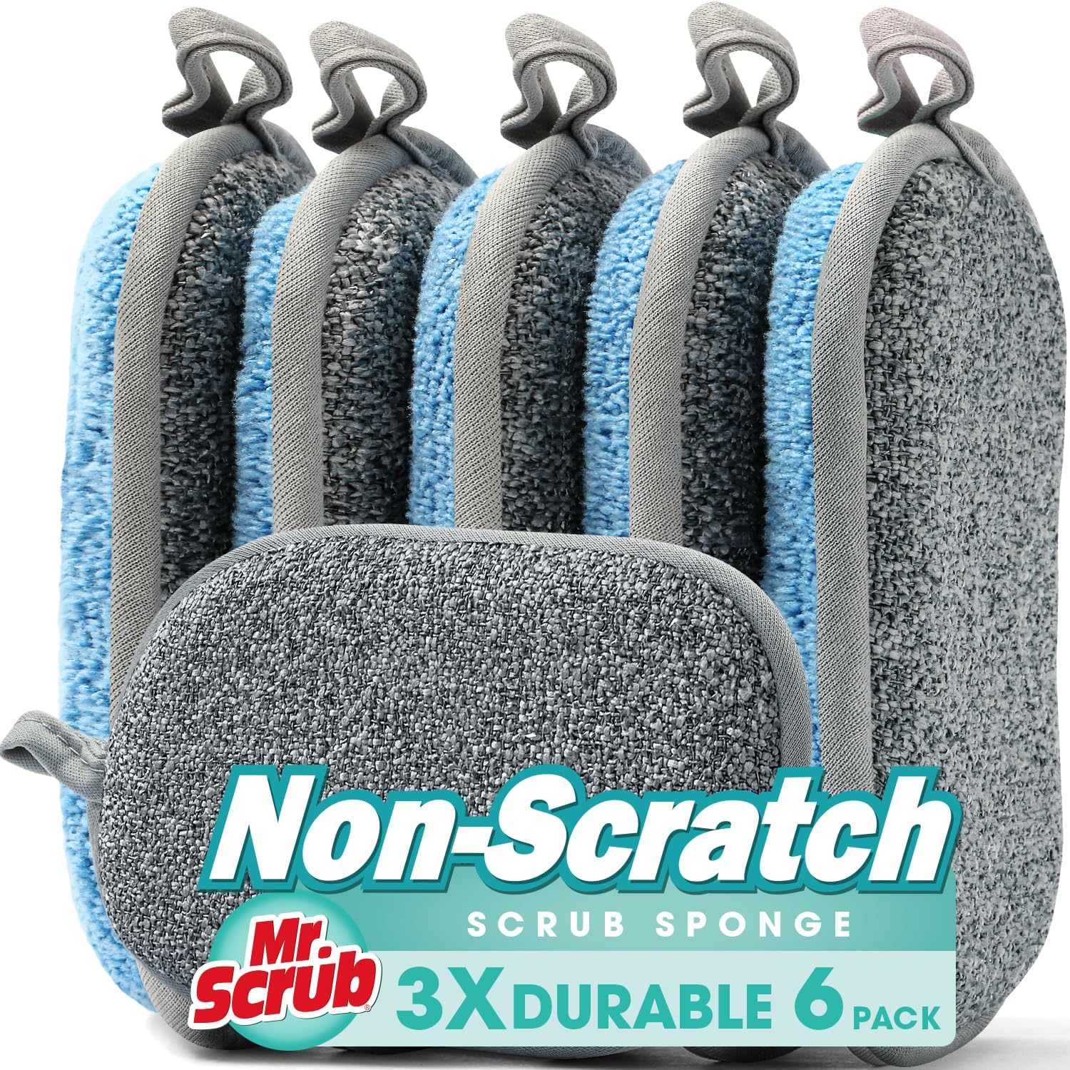 Non-Scratch Kitchen Sponges 6-Pack - Gentle Yet Effective Cleaning