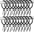 Metal Curtain Rings and Pin Hooks 72 Rings 90 Hooks - Durable Black