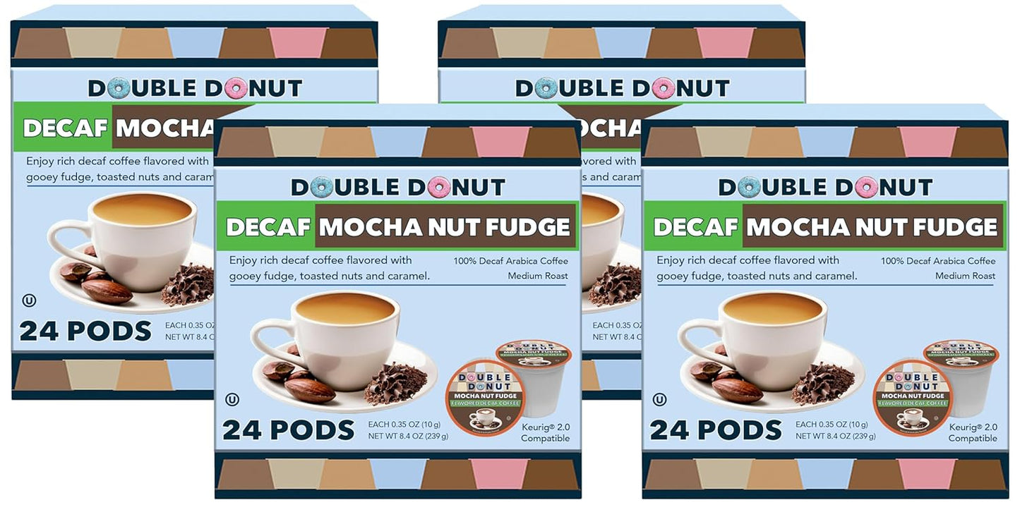 Double Donut Decaf Coffee Pods for Keurig - Mocha Nut Fudge Flavor