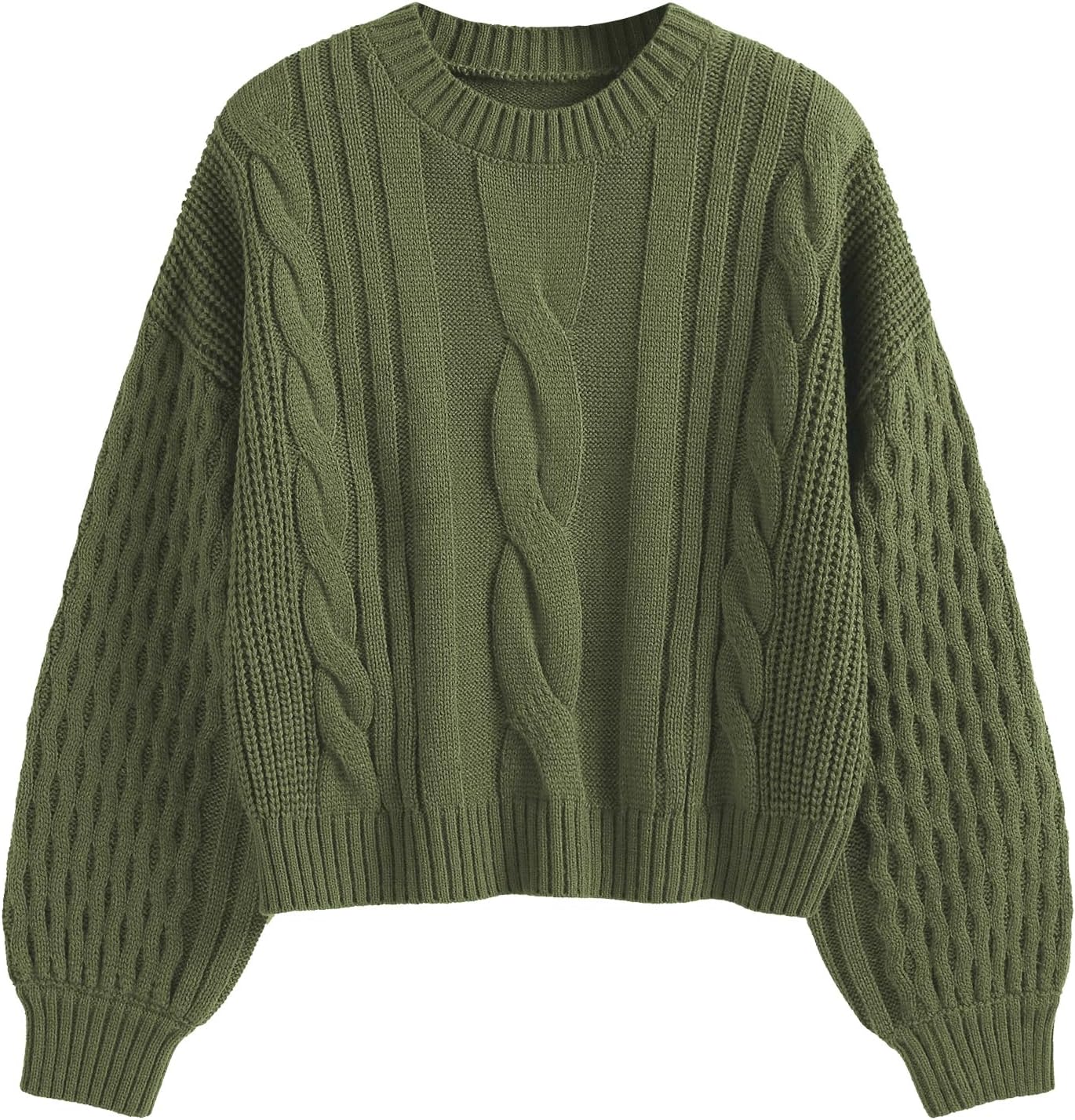 ZAFUL Women's Solid Knit Cable Sweater for Cozy Style
