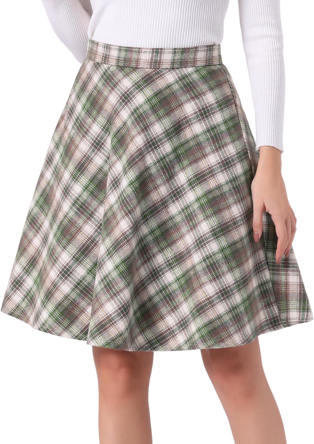 Allegra K Women's Vintage Tartan A-Line Skirt for Casual Wear