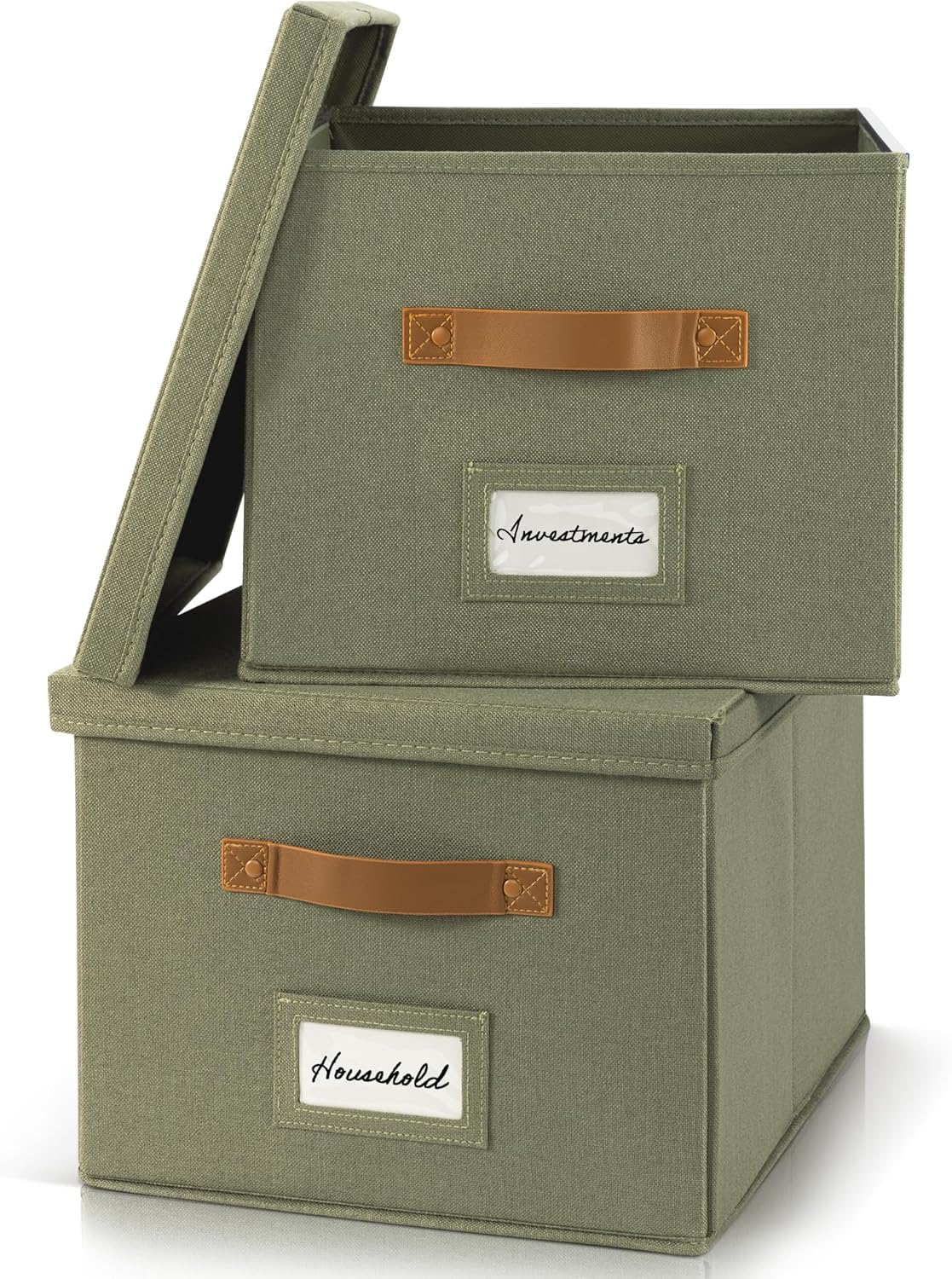ZICOTO Decorative File Organizer Box Set of 2 for Stylish Storage