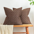 Decorative Burlap Linen Euro Sham 24x24 Pack of 2 - Rustic Dark Coffee
