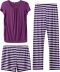 SUNNYBUY Womens Maternity Nursing Pajamas Set - 3 Piece Comfort PJS