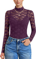 Avidlove Womens Long Sleeve Mesh Lace Bodysuit - Night Out Essential