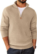 Mens Quarter Zip Sweater for Men - Slim Fit Twill Texture