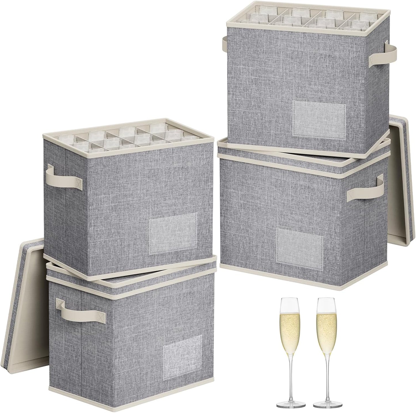 Lifewit 4 Pcs Champagne Flute Storage Box for Safe Glassware