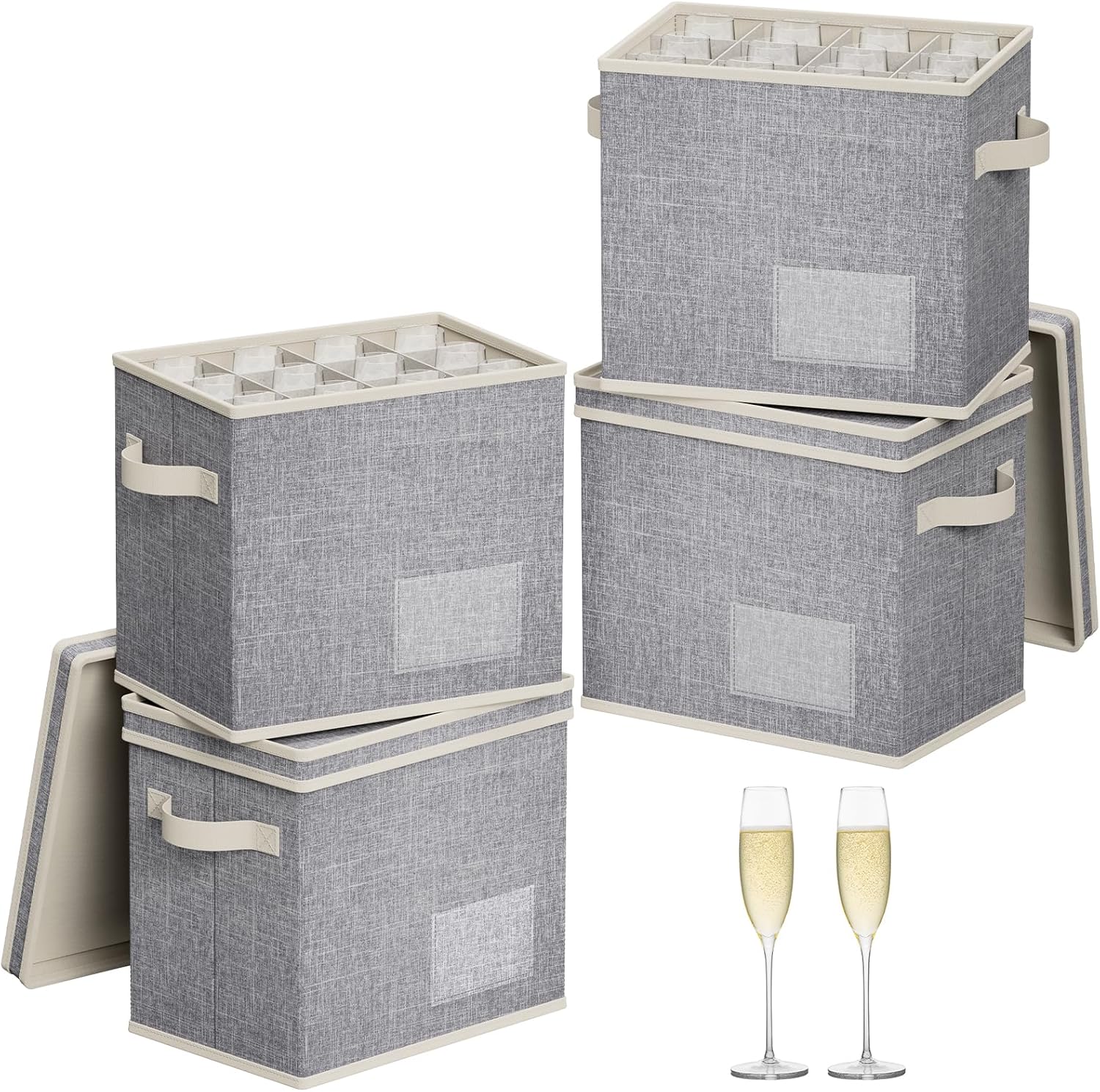 Lifewit 4 Pcs Champagne Flute Storage Box for Safe Glassware