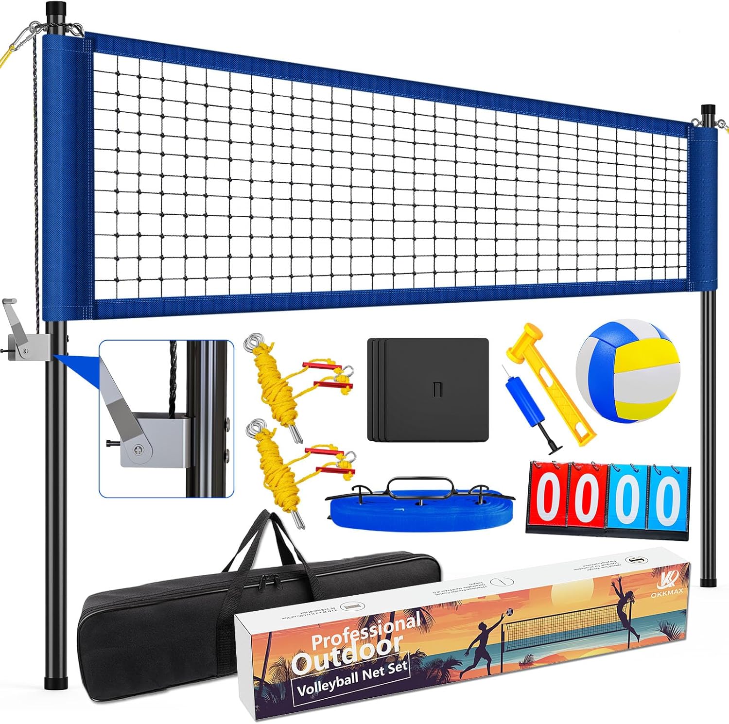 Professional Outdoor Volleyball Net Set with Adjustable Poles