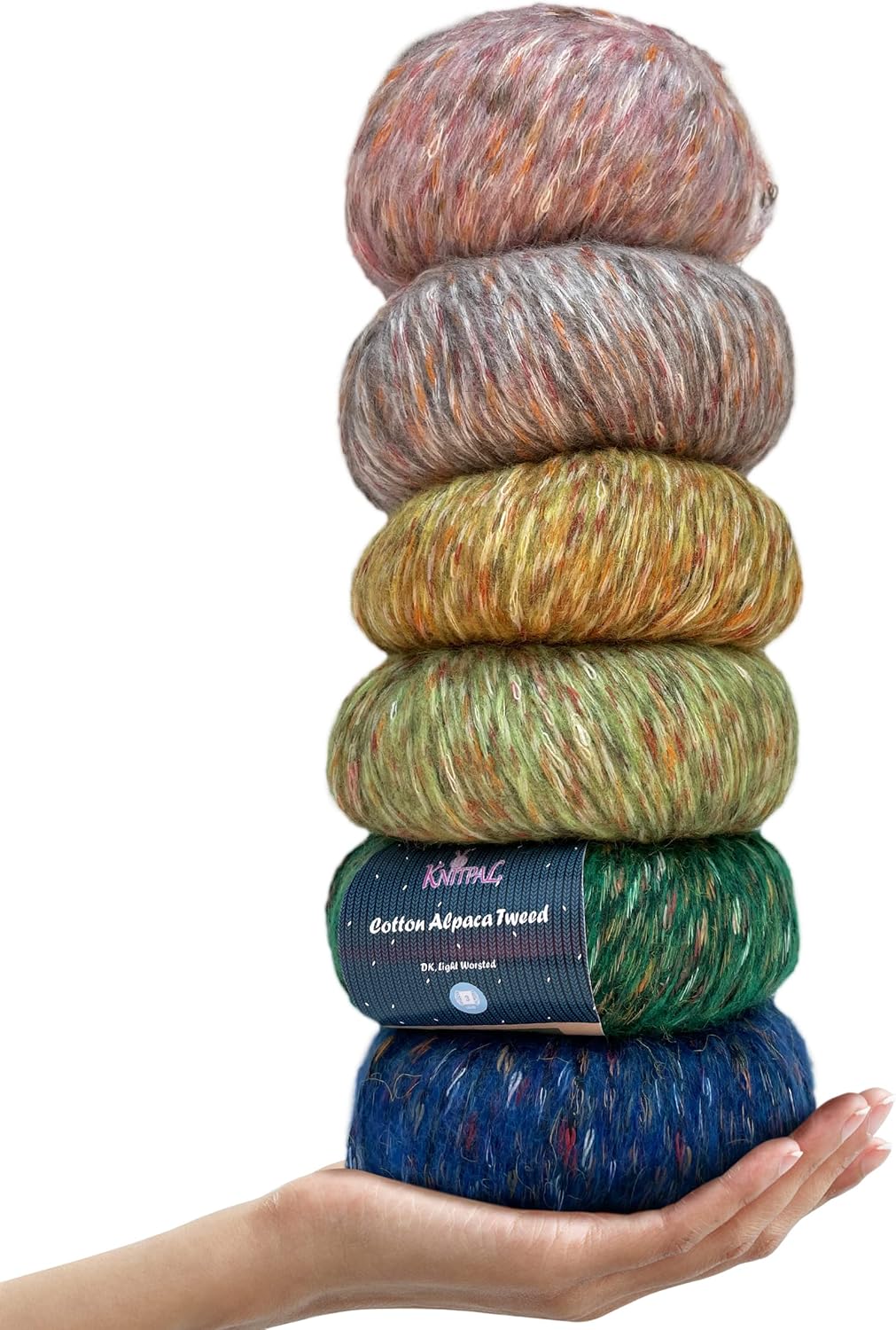 Cotton Alpaca Tweed Yarn for Crocheting - 6 Skeins, 882Yds