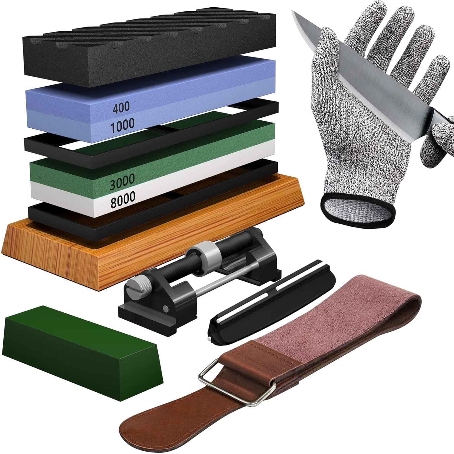 Knife Sharpening Stone Set - Premium 4 Side Grit Whetstone Kit