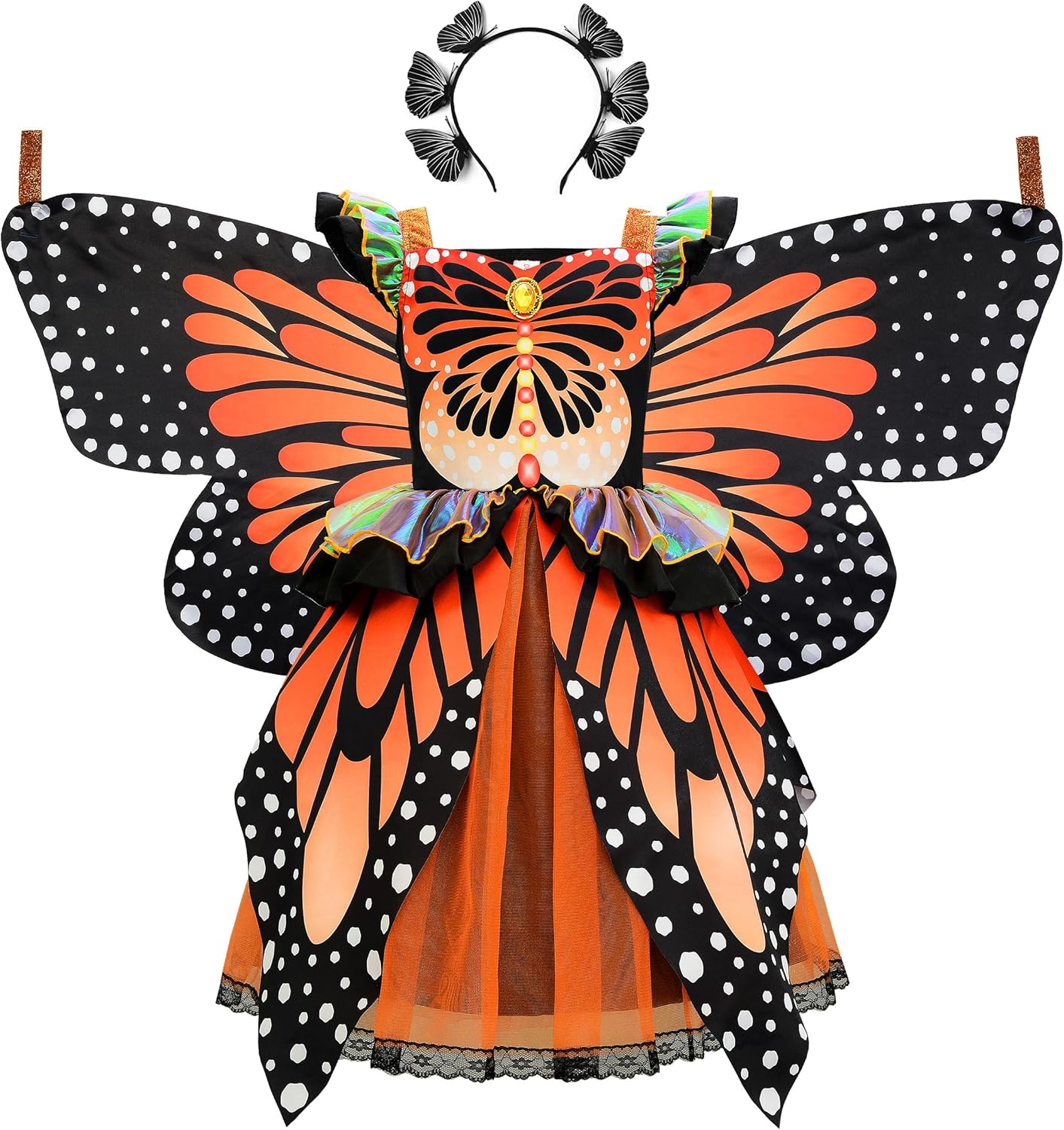 ReliBeauty Butterfly Costume for Girls with Wings & Headband