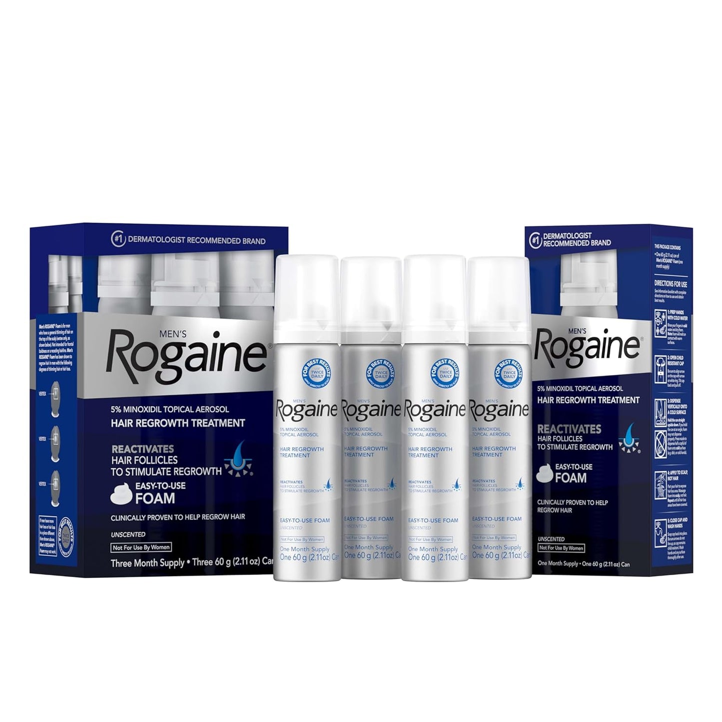 Rogaine Mens 5% Minoxidil Foam for Hair Regrowth Treatment