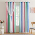 Pink Green Blue Rainbow Curtains 84 in for Girls Bedroom - Blackout