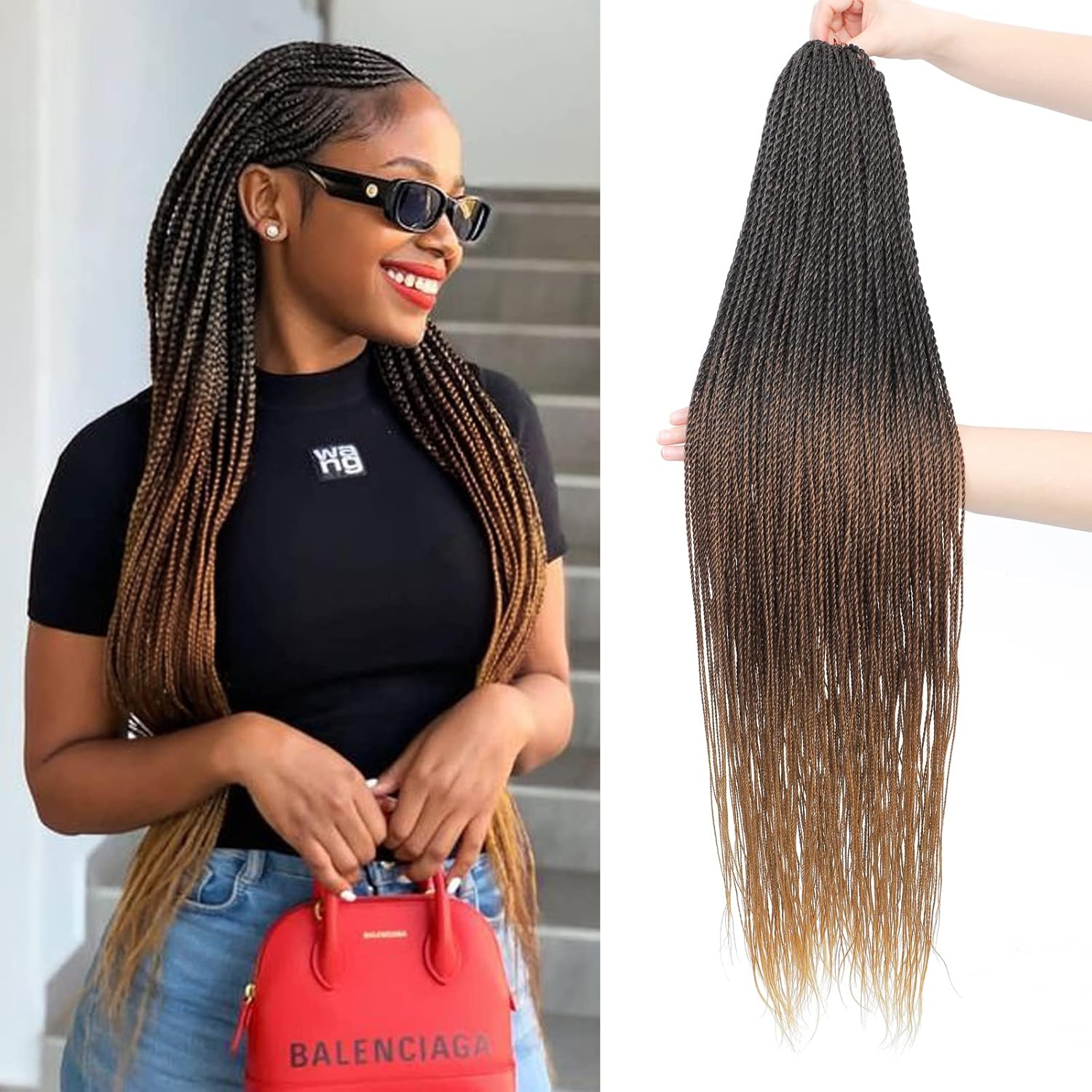 NAYOO Ombre Crochet Hair Senegalese Twist for Braiding Styles