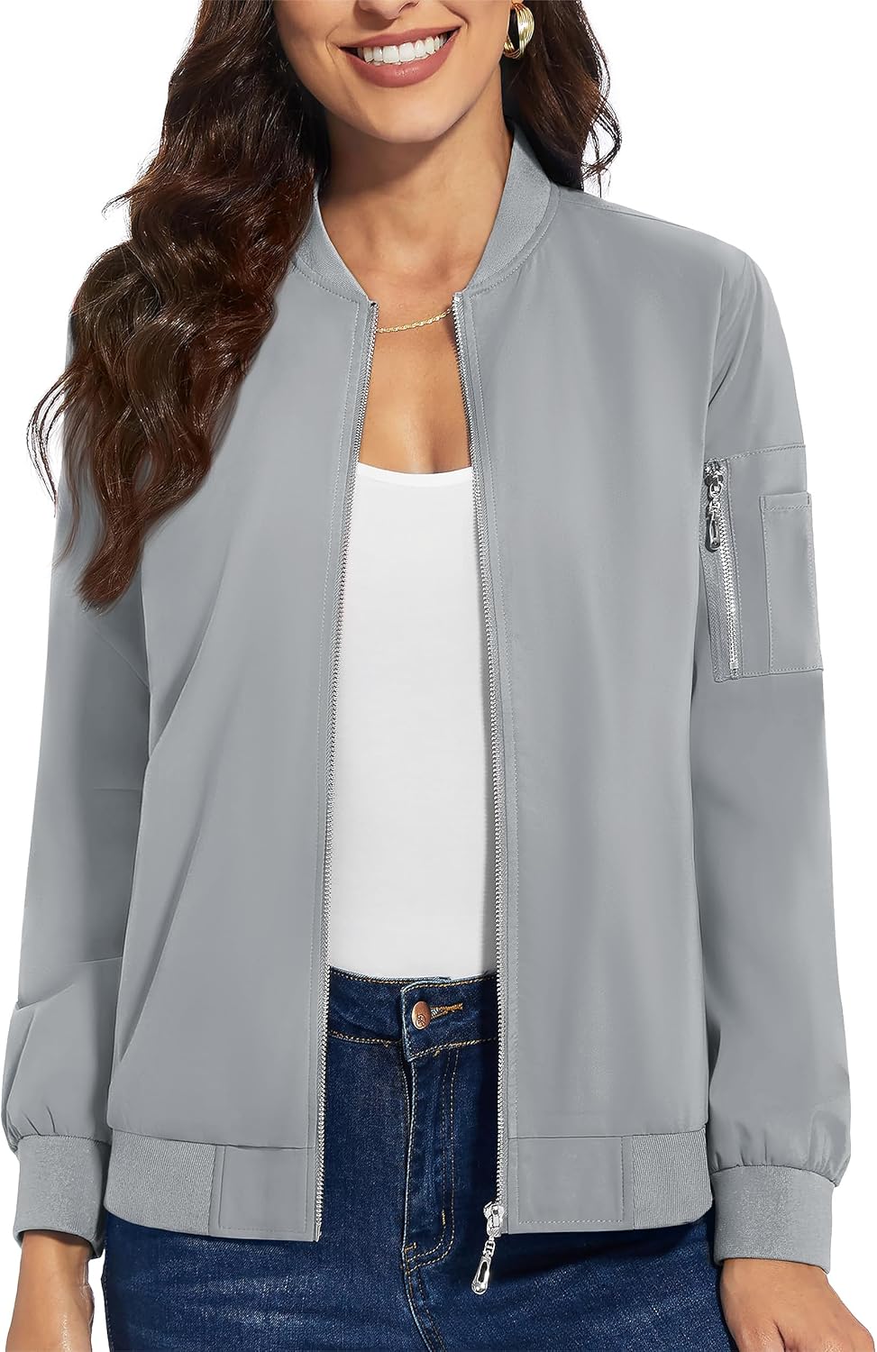Lightweight Casual Bomber Jacket for Women - Stylish Fall Wear