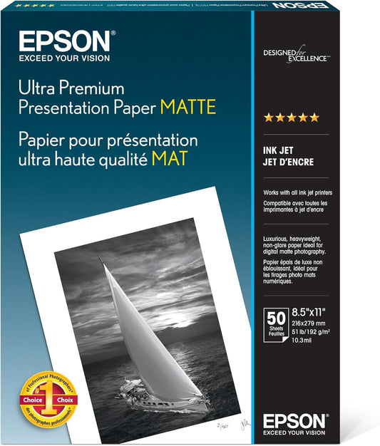Pro-Quality Epson Matte Paper (8.5x11, 50 Sheets)