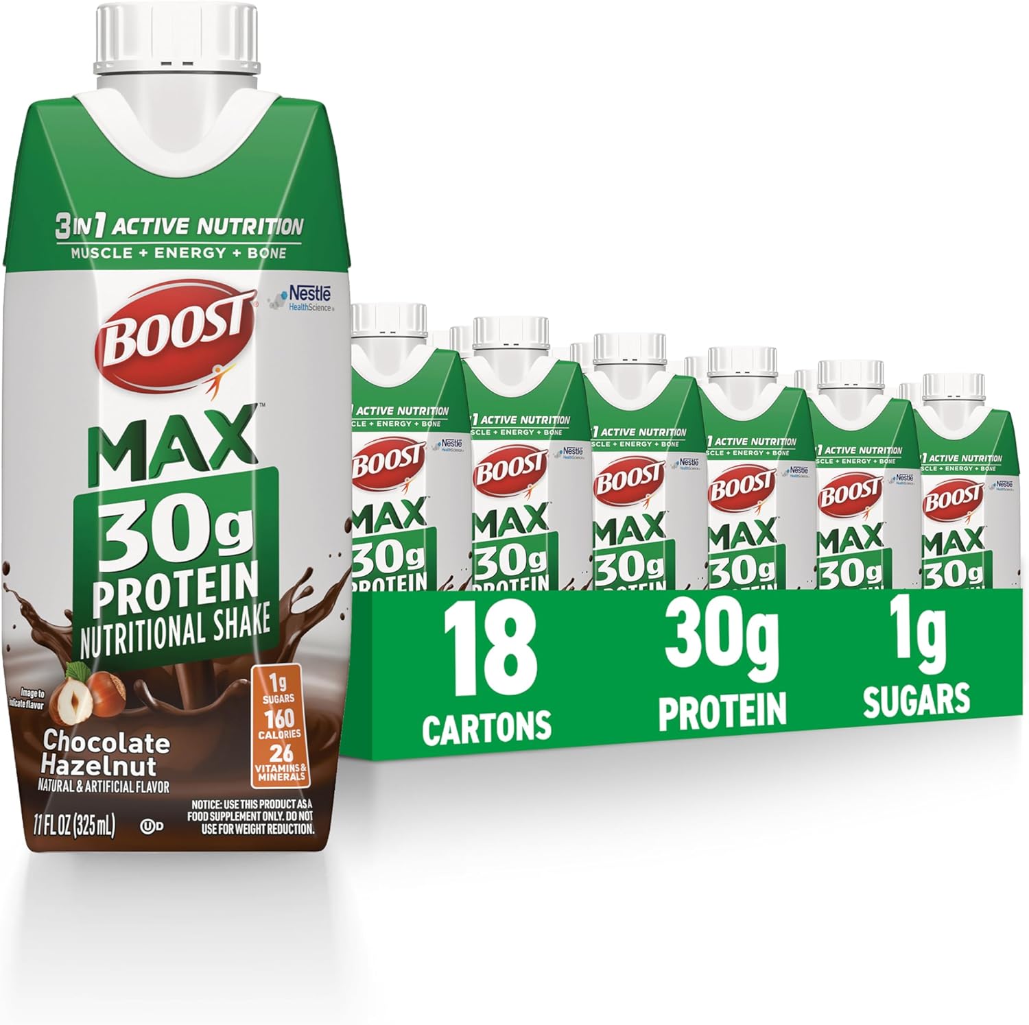 BOOST MAX Protein Shakes - 30g High Protein Hazelnut Drink