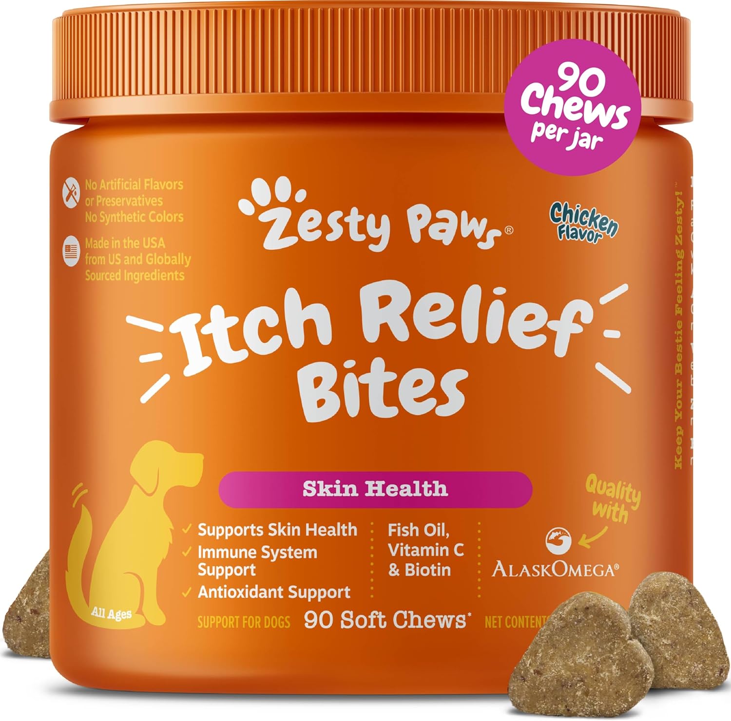 Zesty Paws Itch Relief Chews for Dogs - Allergy Support Bites