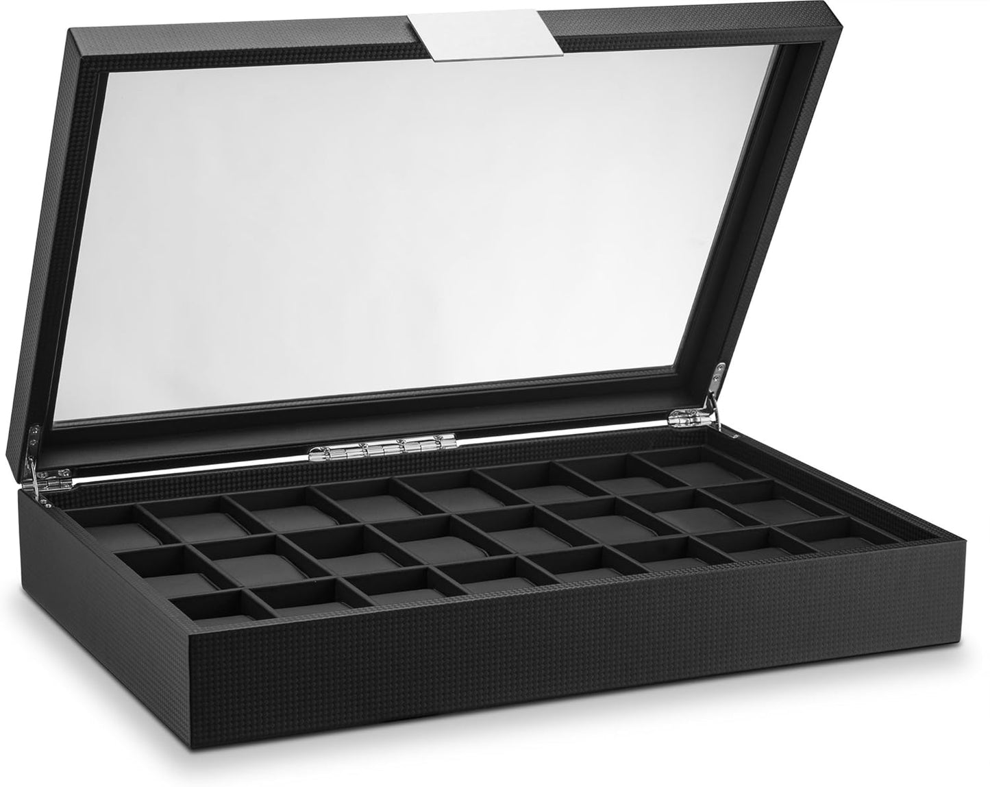Glenor Co Men's 24-Slot Luxury Watch Box - Stylish Carbon Fiber Design